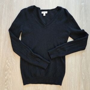Nordstrom Cashmere Black Sweater size XS minimalist quiet luxury